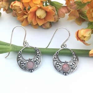 Sale: Genuine Rhodonite Sterling Silver Earrings